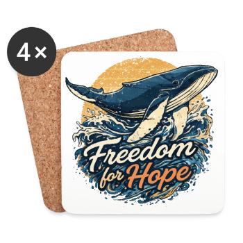 Freedom for Hope: Wal & Welle - Untersetzer (4er-Set) - Weiß - Vorne