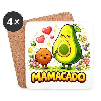Mamacado Avocado - Lustiges Mama Kawaii Design - Untersetzer (4er-Set) - Weiß - Vorne