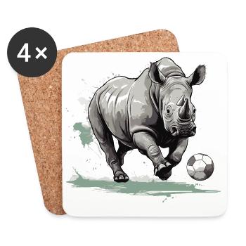 Équipe de football des Rhinos - Dessous de verre (lot de 4) - blanc - Devant