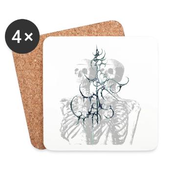 Glitch Skeleton Melt Dark Aesthetic Design - Coasters (set of 4) - white - Front