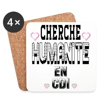 Cherche Humanité en CDI - Dessous de verre (lot de 4) - blanc - Devant