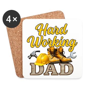 Hart arbeitender Vater Vatertagsgeschenk Handwerke - Untersetzer (4er-Set) - Weiß - Vorne