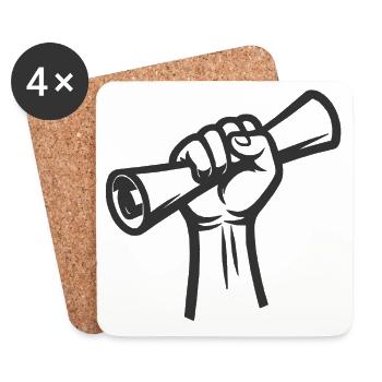 Poing levé sur rouleau - Dessous de verre (lot de 4) - blanc - Devant