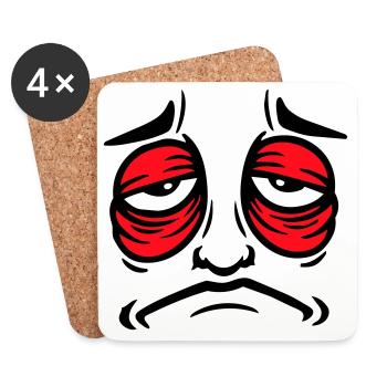 Grumpy sad disappointed face funny - Coasters (set of 4) - white - Front
