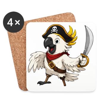 Captain Parrot Pirate Adventure - Coasters (set of 4) - white - Front
