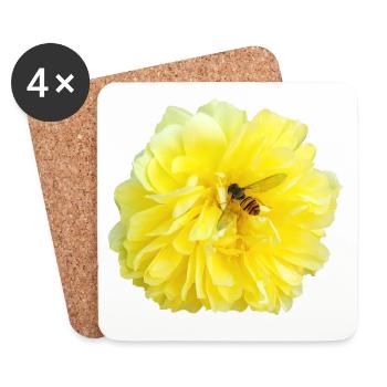 Yellow_Rose_-_Bee_Nature_Photography - Coasters (set of 4) - white - Front