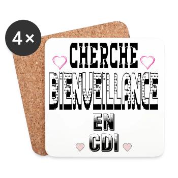 Cherche Bienveillance en CDI - Dessous de verre (lot de 4) - blanc - Devant