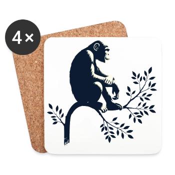 Chimpanzee - Coasters (set of 4) - white - Front