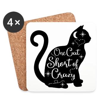 One_Cat_Short_Of_Crazy - Coasters (set of 4) - white - Front