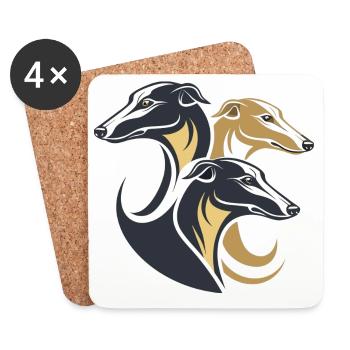 Triple Greyhounds Silhouette - Coasters (set of 4) - white - Front