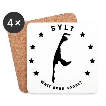 Sylt - Watt denn sonst? - Untersetzer (4er-Set) - Weiß - Vorne