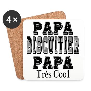 Papa Biscuitier Papa Très Cool - Dessous de verre (lot de 4) - blanc - Devant