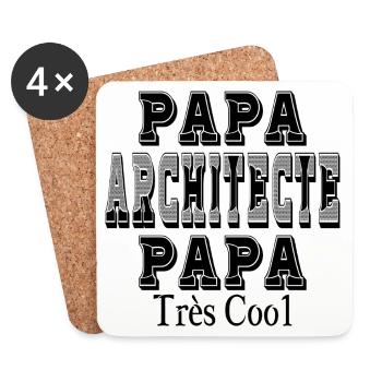Papa Architecte Papa Très Cool - Dessous de verre (lot de 4) - blanc - Devant