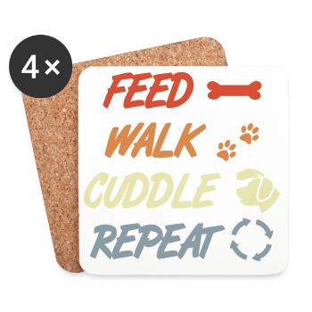 Feed Walk Cuddle Repeat – Hundeliebe - Untersetzer (4er-Set) - Weiß - Vorne