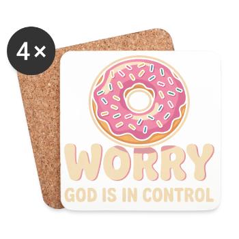 Donut-Glaube – Gott hat die Kontrolle - Untersetzer (4er-Set) - Weiß - Vorne