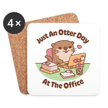 Cute Working Otter Just An Otter Day at the Office - Coasters (set of 4) - white - Front