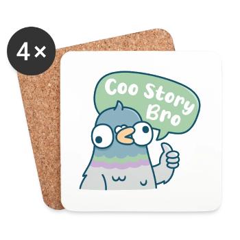 Cute Derpy Pigeon Coo Story Bro Funny Pun - Coasters (set of 4) - white - Front