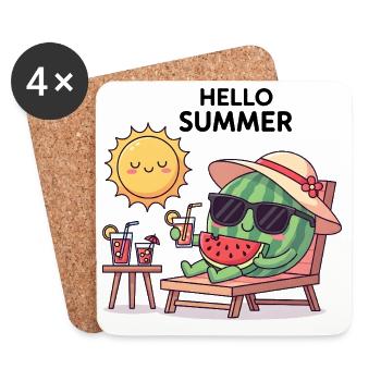 Hello Summer  - Untersetzer (4er-Set) - Weiß - Vorne