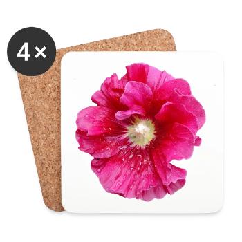 Hollyhock_in_Rain - Coasters (set of 4) - white - Front