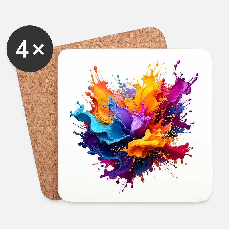 Paint Splash Explosion - Coasters (set of 4) - white
