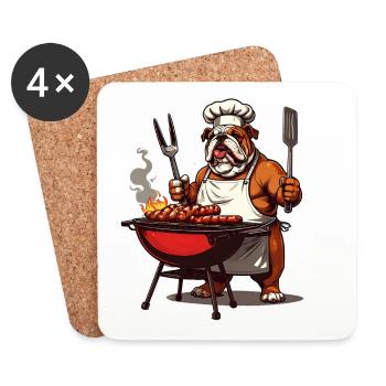 Bulldog Grillmeister - Coasters (set of 4) - white - Front