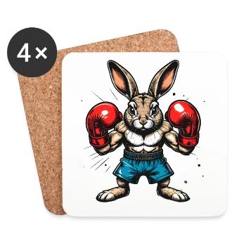 Boxeur avec des gants de boxe - Dessous de verre (lot de 4) - blanc - Devant