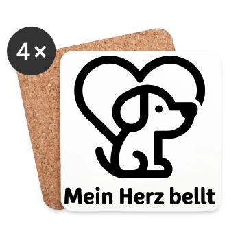 Herz-Hund Motiv: Liebe zum Vierbeiner - Untersetzer (4er-Set) - Weiß - Vorne