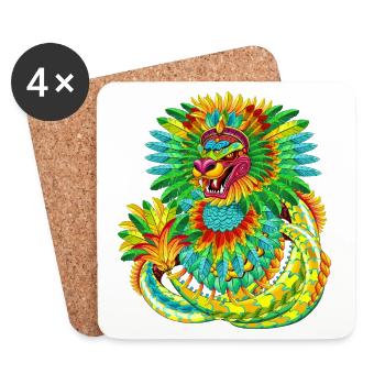 Feathered Serpent Quetzalcoatl Rising - Coasters (set of 4) - white - Front