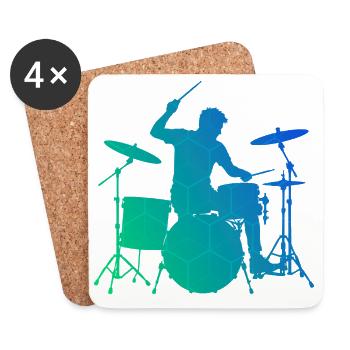 Geschenkidee für den Musiker mit Schlagzeugspielen - Untersetzer (4er-Set) - Weiß - Vorne