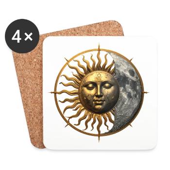 Sonnenmond Emblem Vintage - Untersetzer (4er-Set) - Weiß - Vorne