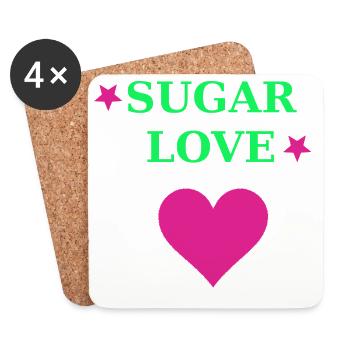 Sugar Love Herz Neon Retro - Untersetzer (4er-Set) - Weiß - Vorne