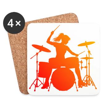 Geschenkidee für die Schlagzeugerin mit Percussion - Untersetzer (4er-Set) - Weiß - Vorne