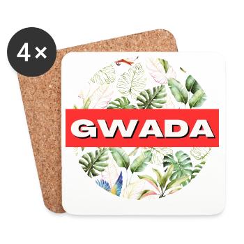Gwada T-Shirt Cadeau Humour - Dessous de verre (lot de 4) - blanc - Devant