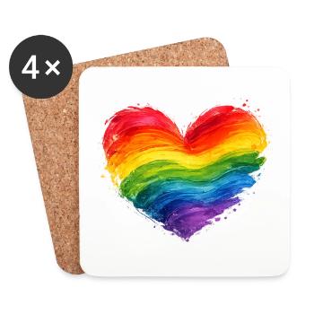 Colorful Rainbow Heart | Pride Acrylic Art - Coasters (set of 4) - white - Front