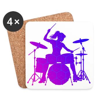 Playing the drums Gift for the percussionist - Coasters (set of 4) - white - Front