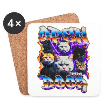 Open the Door — Neon Katzencrew - Untersetzer (4er-Set) - Weiß - Vorne