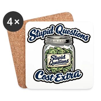 Questions stupides, coûts supplémentaires - Dessous de verre (lot de 4) - blanc - Devant