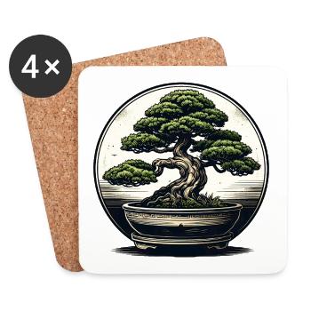 Bonsai Zen Circle - Coasters (set of 4) - white - Front