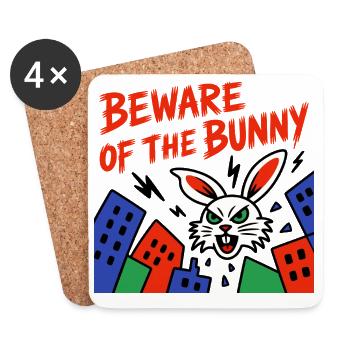 Warnung vor dem Bunny: City Neon - Untersetzer (4er-Set) - Weiß - Vorne