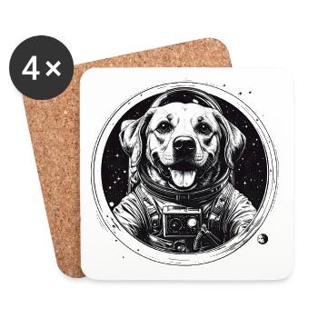 Space dog in suit - Coasters (set of 4) - white - Front