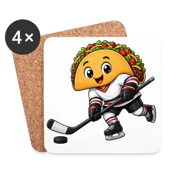 Lustiger Taco Eishockeyspieler Comic Cartoon - Untersetzer (4er-Set) - Weiß - Vorne