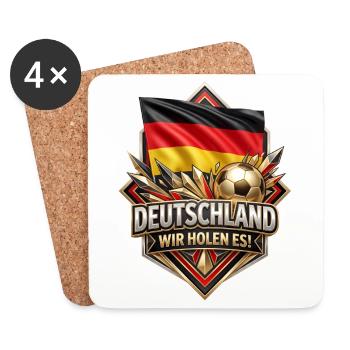 Deutschland Flaggenfußball Siegbadge - Untersetzer (4er-Set) - Weiß - Vorne