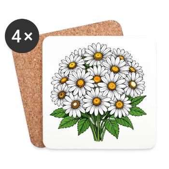 Gartenweißes Gänseblümchen Bouquet - Untersetzer (4er-Set) - Weiß - Vorne