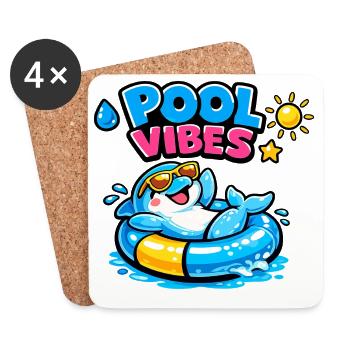 Ambiance de piscine : Animal coloré qui se bat dans la piscine - Dessous de verre (lot de 4) - blanc - Devant