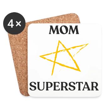 Mama SUPERSTAR - Untersetzer (4er-Set) - Weiß - Vorne