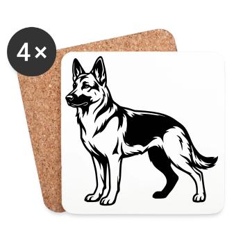German Shepherd - Coasters (set of 4) - white - Front