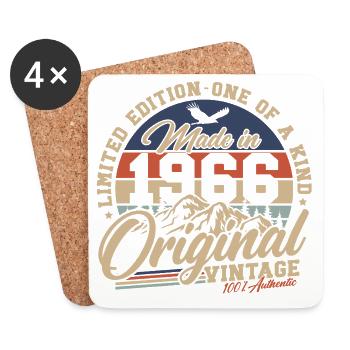 60. Geburtstag 60 Jahre 1966 Jahrgang geboren - Untersetzer (4er-Set) - Weiß - Vorne