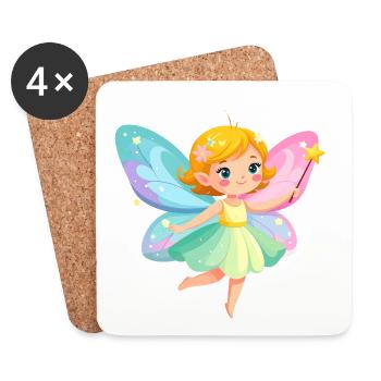 Petite Fée Mignonne aux couleurs pastel – Comic Design - Dessous de verre (lot de 4) - blanc - Devant