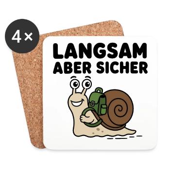 Langsam aber sicher – Niedliche Comic-Schnecke - Untersetzer (4er-Set) - Weiß - Vorne