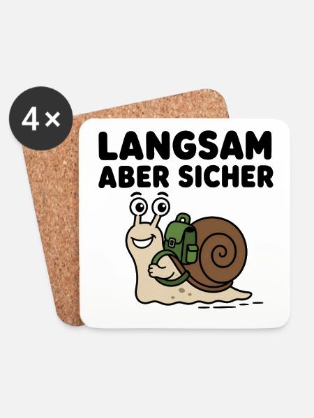 Langsam aber sicher – Niedliche Comic-Schnecke - Untersetzer (4er-Set) - Weiß